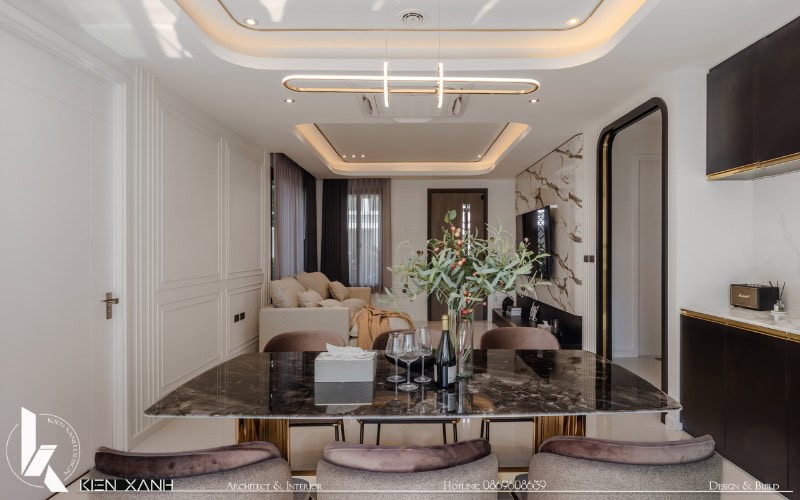 Nội thất Tân cổ điển nổi bật, nền nã với sắc trắng trang nhã