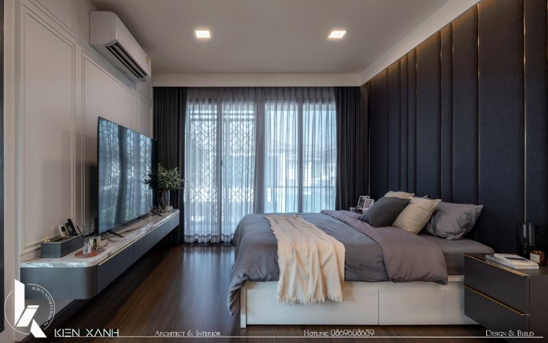 Phòng ngủ Master rộng rãi đậm nét Tân Cổ Điển quý phái