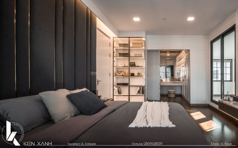 Khu vực trang điểm và thay đồ được bố trí hợp lý mang lại không gian thoải mái tiện nghi