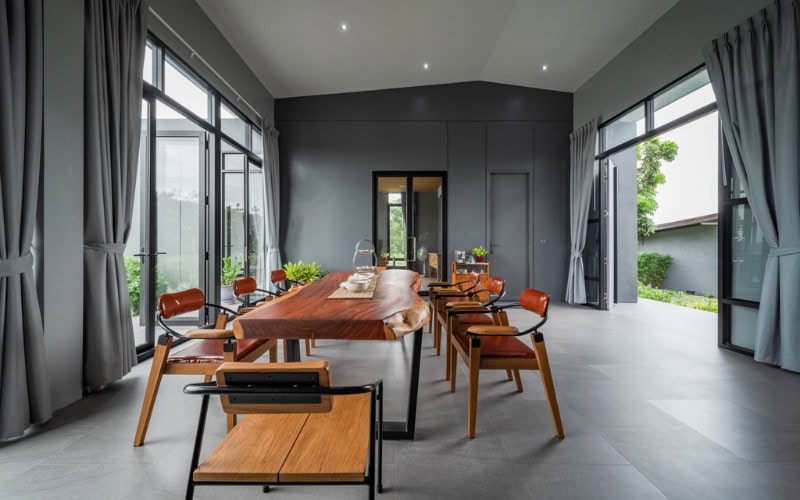 Kết hợp với nội thất gỗ tạo cảm giác ấm cúng