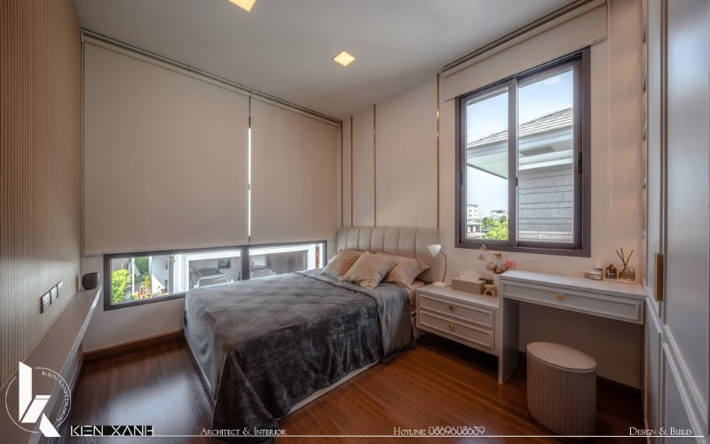 Phòng ngủ nhỏ với tone màu trắng chủ đạo tinh tế nền nã