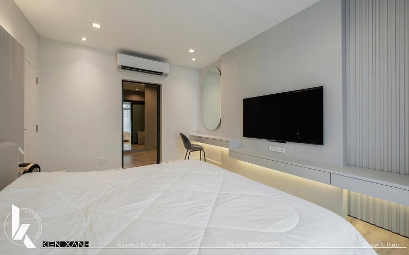 Các phòng ngủ khác đồng nhất với phong cách tối giản của toàn bộ ngôi nhà