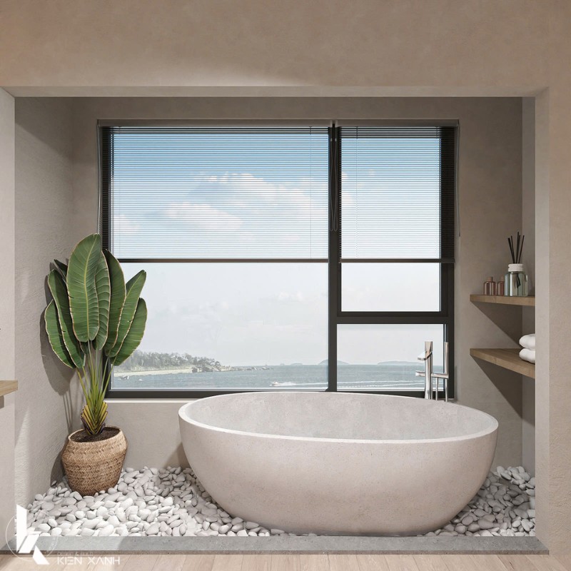 Bồn tắm với view biển cực chill